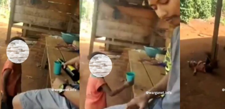 VIRAL Video Anak Kecil Dicekoki Miras, Jalan Sempoyongan hingga Tersungkur