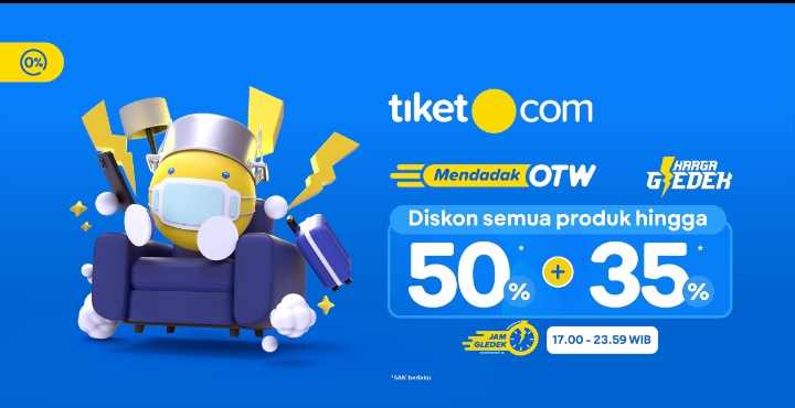 Banyak Bonus Dadakan! tiket.com Gelar ‘Mendadak OTW’ dengan Harga Gledek 50% + 35%