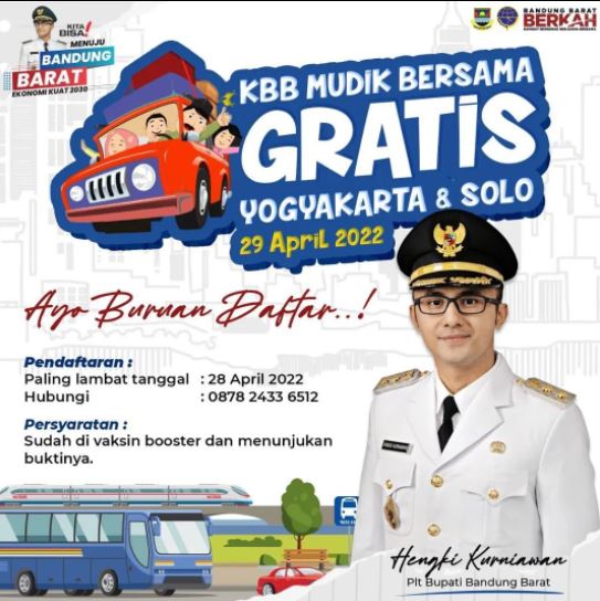 Info Mudik Gratis 2022 Pemda KBB, Cek Syarat dan Cara Daftarnya